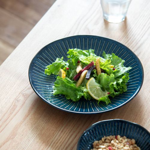 インディゴ十草 23cm皿 日本製 美濃焼 和食器 丸皿 丸プレート