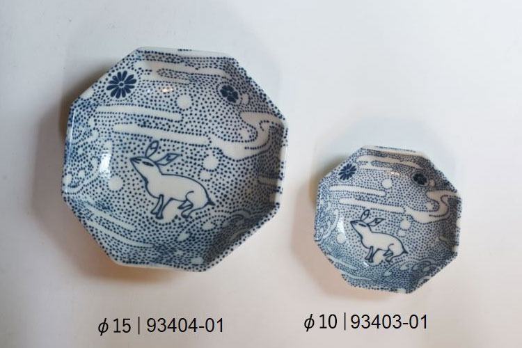 倉敷意匠 Classiky 印判手 八角五寸皿 波兎 93404-01 梅に鶯 93404-02 鹿 93404-03 小皿