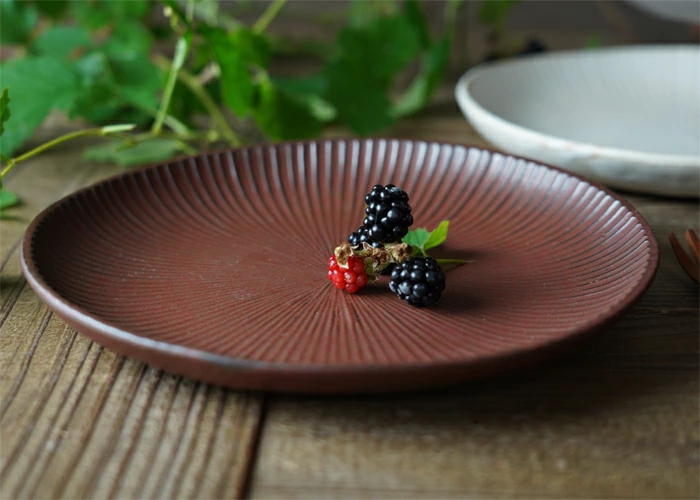 SENシリーズ プレート大【丸皿/アースブラウン】益子焼 わかさま陶芸