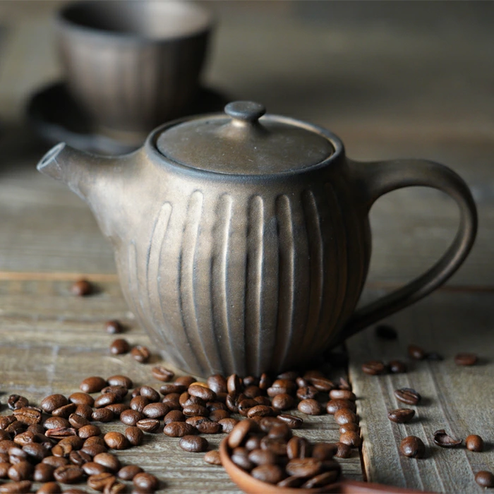 益子焼 コーヒー専用急須（小) ビジュゴールド 【茶漉し付き】 茶色