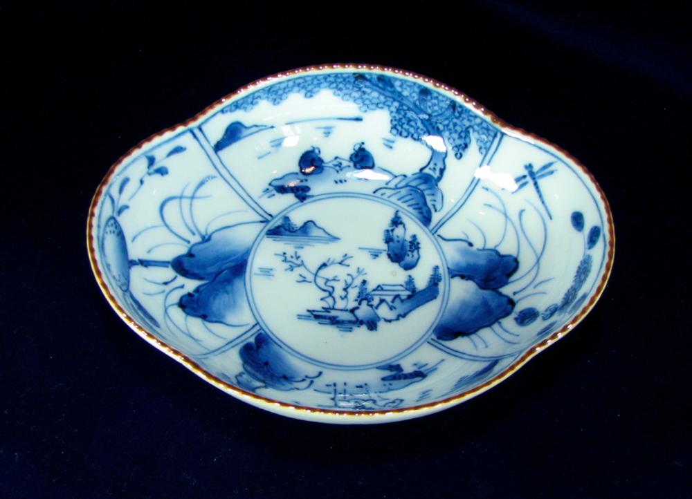 【有田焼】【貴祥窯】 【古伊万里】【初期伊万里】 染付山水紋木甲向付