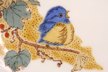 九谷焼 5.3号皿揃 吉田屋雀 中皿 楕円皿 五枚セット