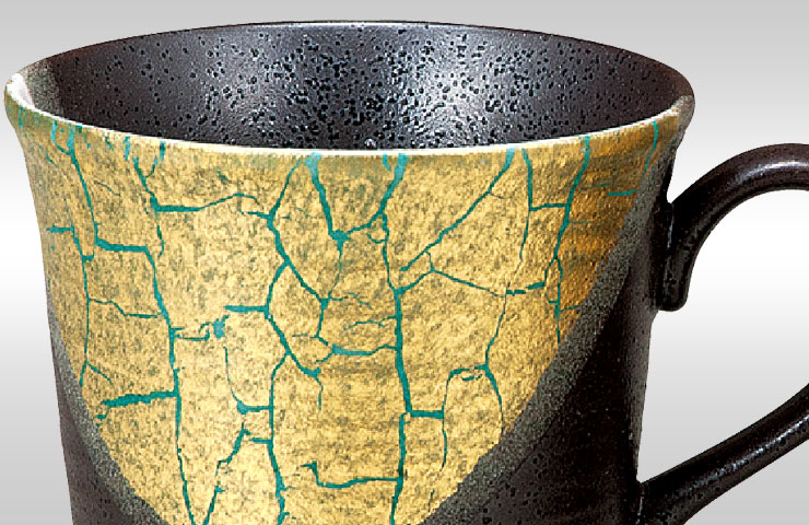 九谷焼 ペアマグカップ 金箔彩