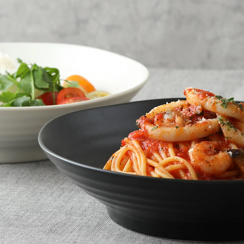 カレー皿 パスタ皿 (黒マット/白マット・梨地 ) EAST 和食器 