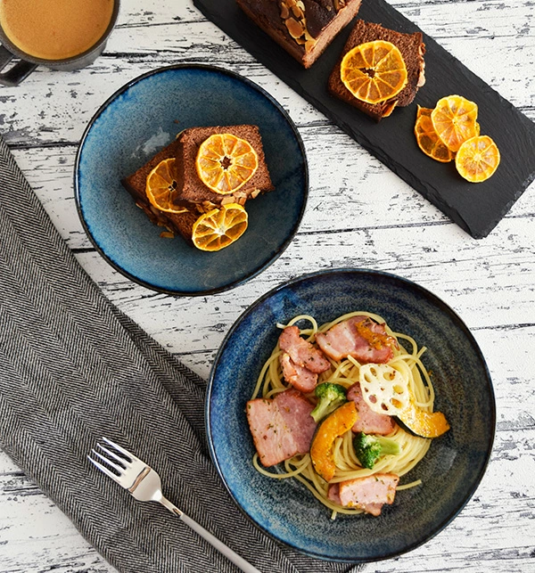 パスタ皿 カレー皿 お皿 窯変 ディープブルー　深皿