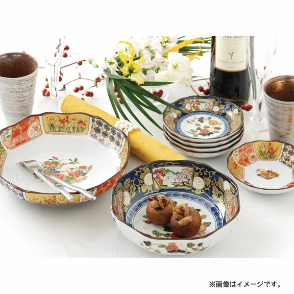 八角取皿 (5枚セット) 献上古伊万里調 有田焼 西日本陶器