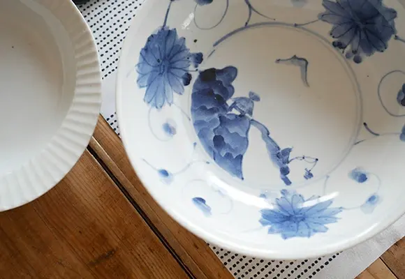 文吉窯　7寸浅鉢　山水 ＜和食器 / 九谷焼 / 文吉窯 / ボウル / 煮物鉢＞