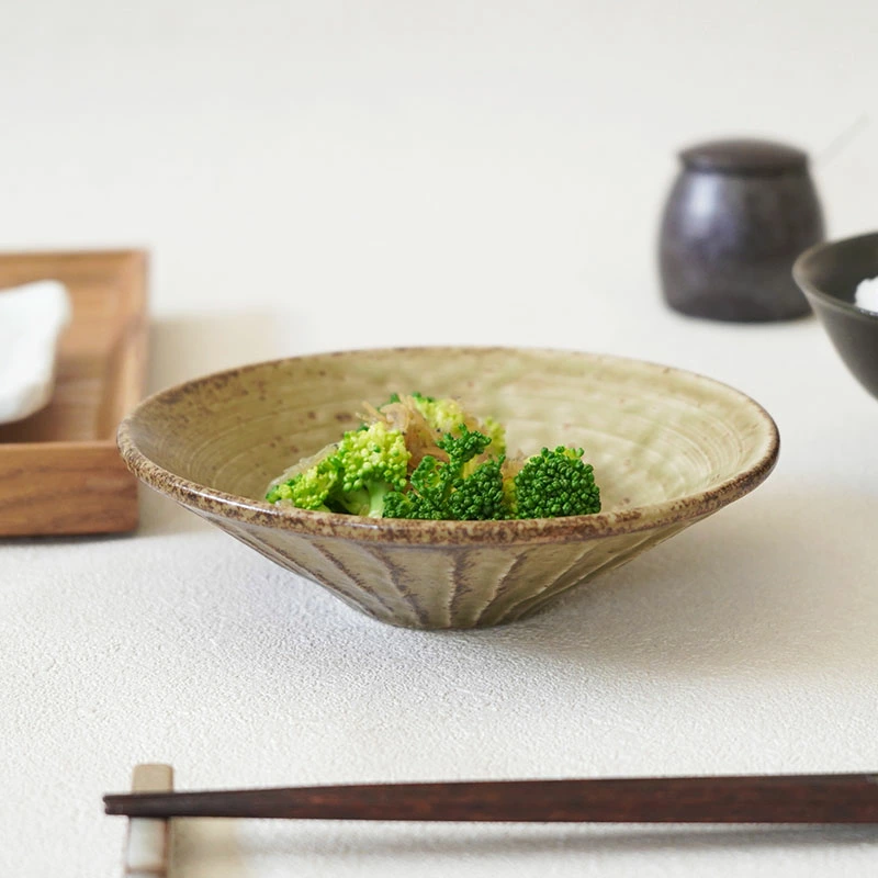 選べる２サイズ】しのぎ浅鉢 14.5cm 小 20cm 中 旬土