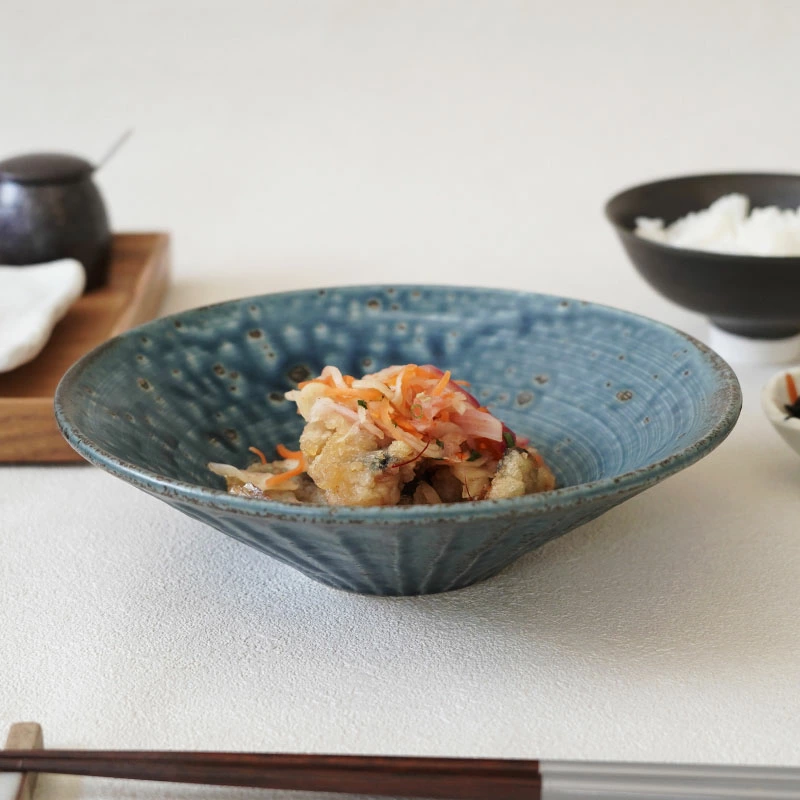 選べる２サイズ】しのぎ浅鉢 14.5cm 小 20cm 中 旬土