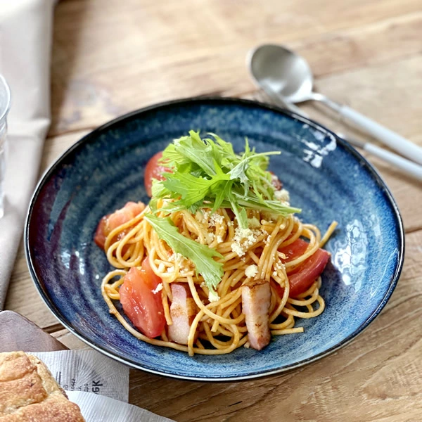 窯変ネイビー6.8深皿 美濃焼