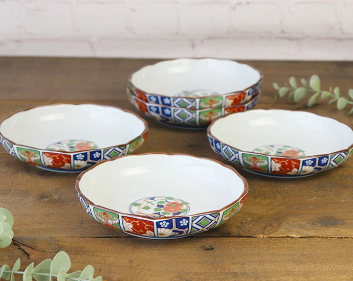 【5枚set】有田焼 古伊万里調 鉢 径15.5cm 370ml