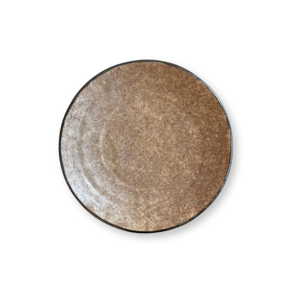 美濃焼 アース 手びねり 16.5cm 平皿 取り皿 マットブラウン フチ有 陶磁器