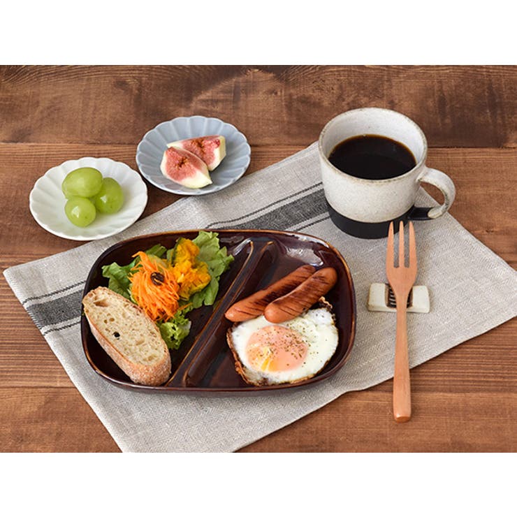 EAST table ランチプレート カフェ仕切り　アメ色モダン食器